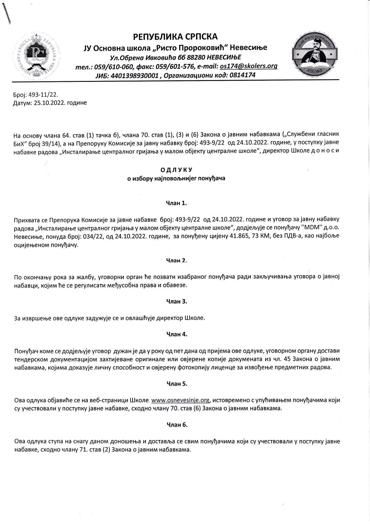 Odluka o izboru najpovoljnijeg ponuaa page 0001